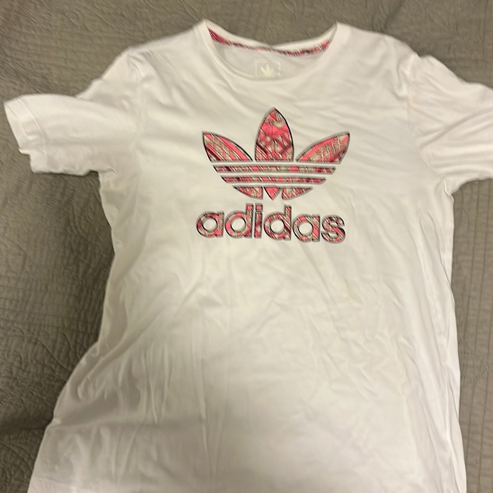 Adidas white girls tee size large